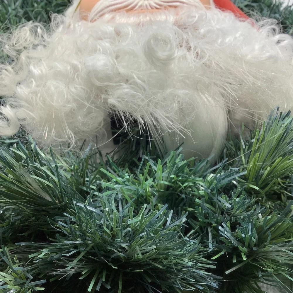 VTG Fiber Optic Christmas Wreath w/‎ Santa Clause Face For Decoration/Parts Only
